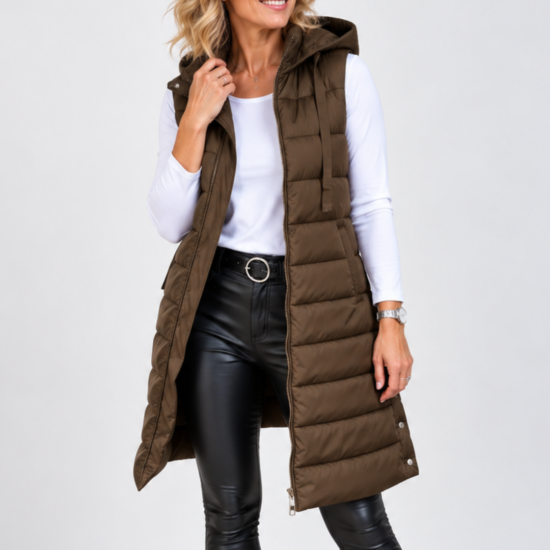 RAIN™ - Casual Sleeveless Hood Long Puffer Vest
