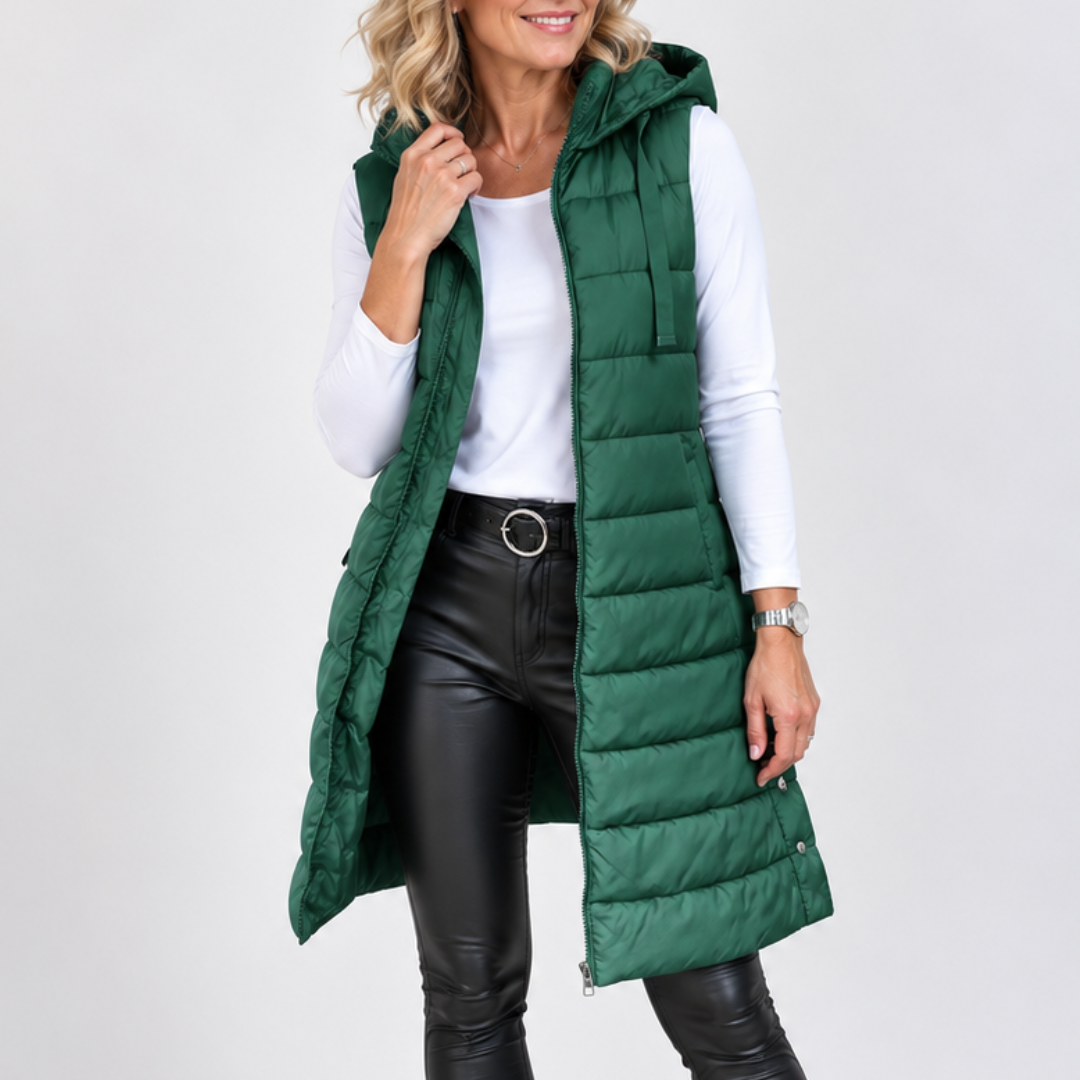 RAIN™ - Casual Sleeveless Hood Long Puffer Vest