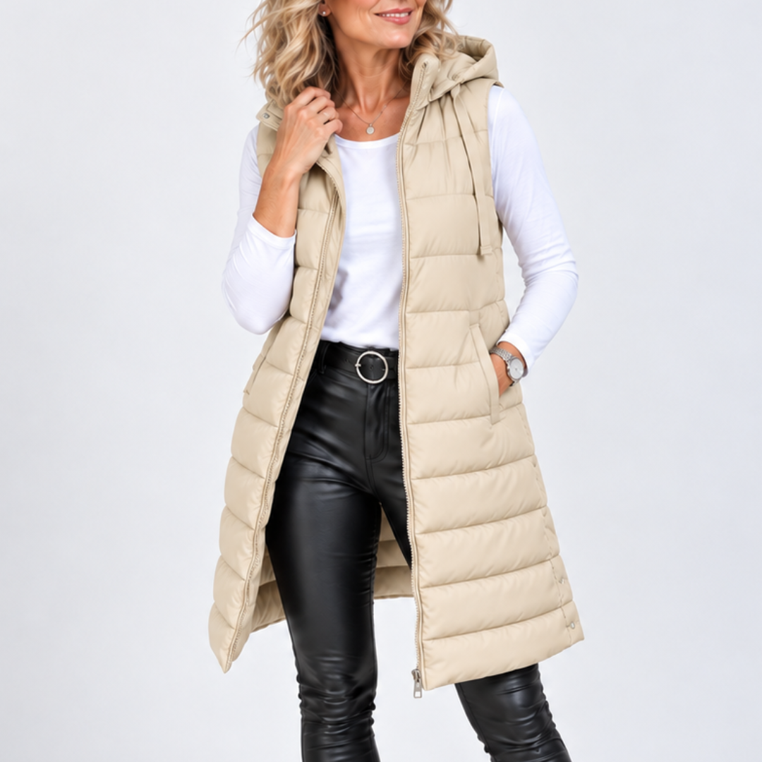 RAIN™ - Casual Sleeveless Hood Long Puffer Vest