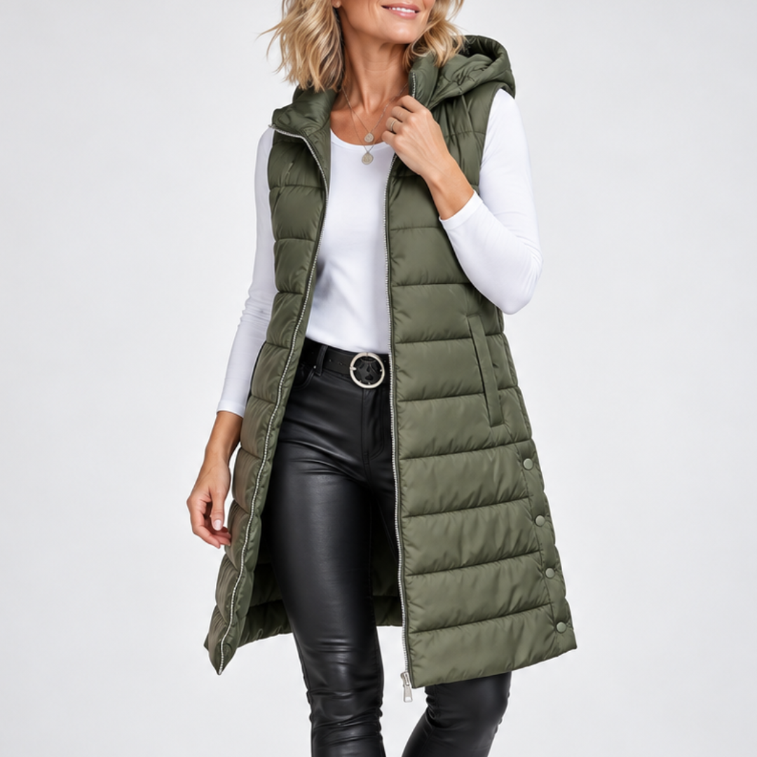 RAIN™ - Casual Sleeveless Hood Long Puffer Vest