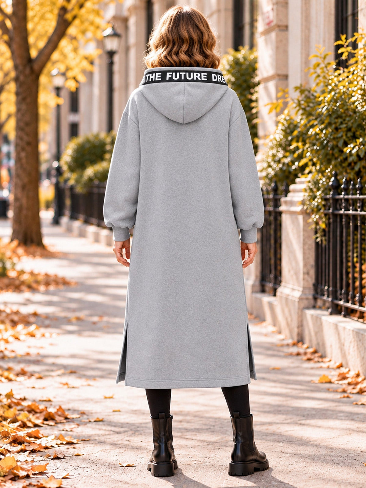 Women's oversized hooded sweatshirt coat
