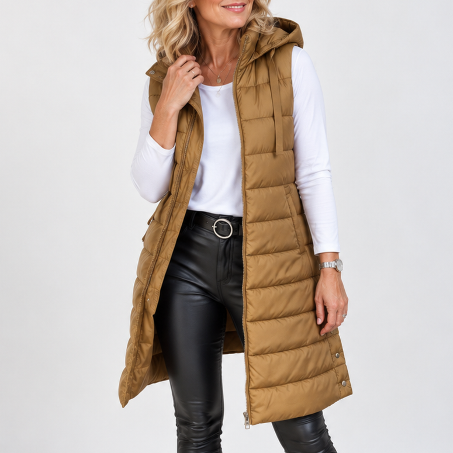 RAIN™ - Casual Sleeveless Hood Long Puffer Vest