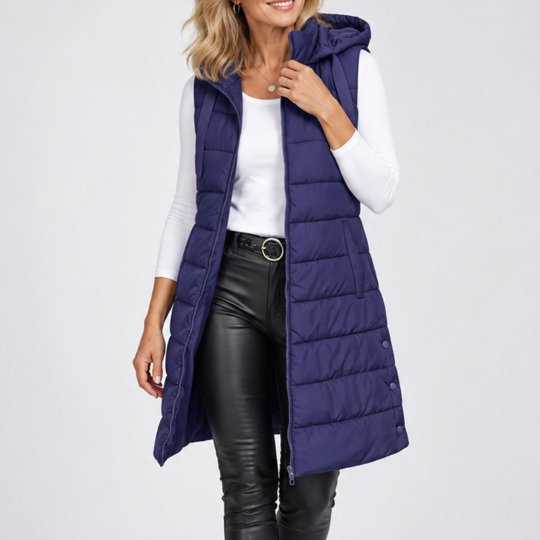 RAIN™ - Casual Sleeveless Hood Long Puffer Vest