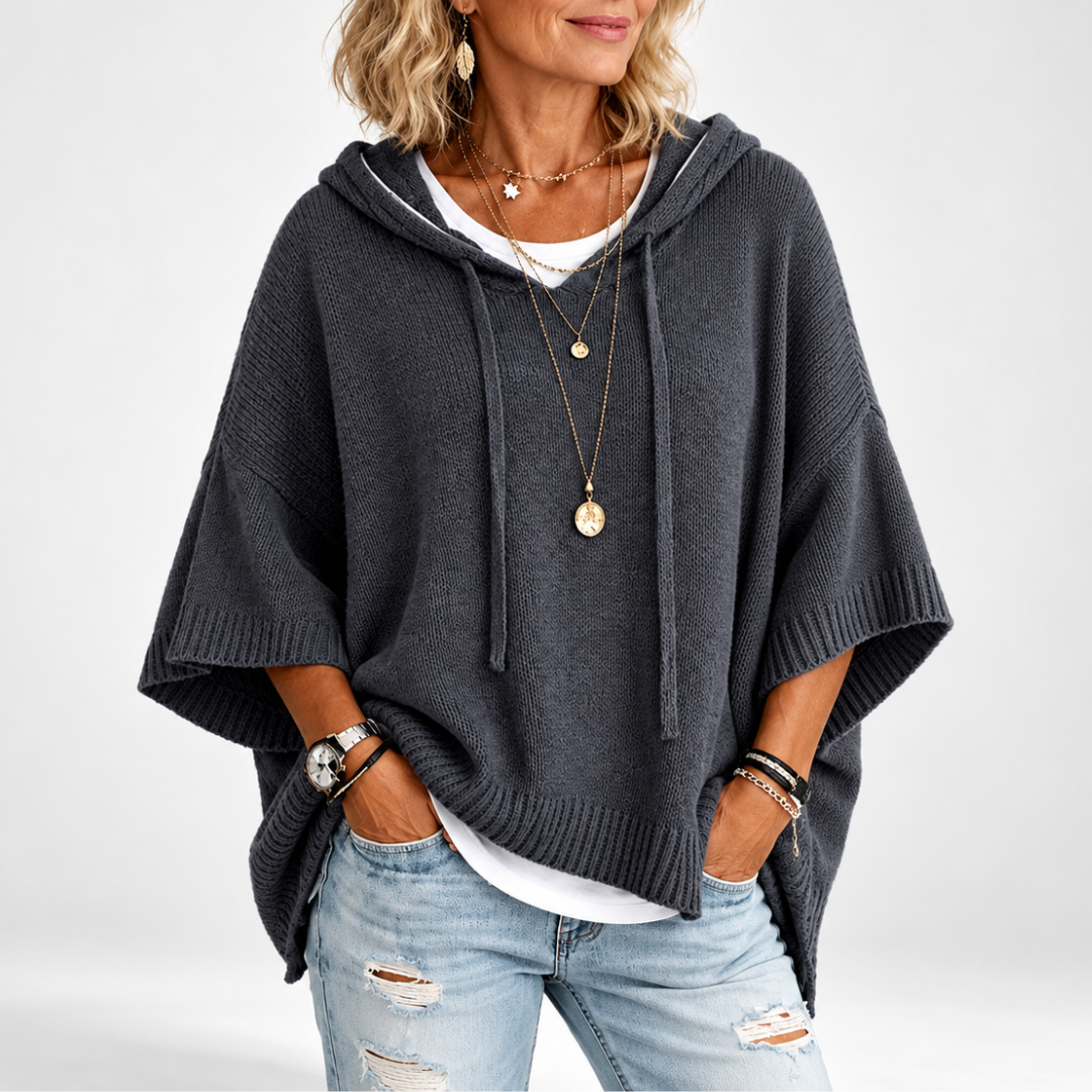 Camille | Charcoal Poncho Sweater
