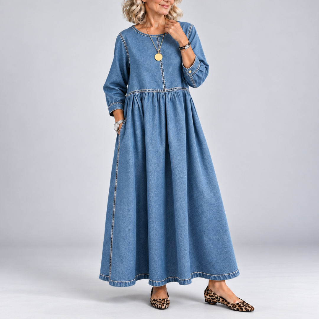 Zephyrelle - Vintage Denim Maxi Dress