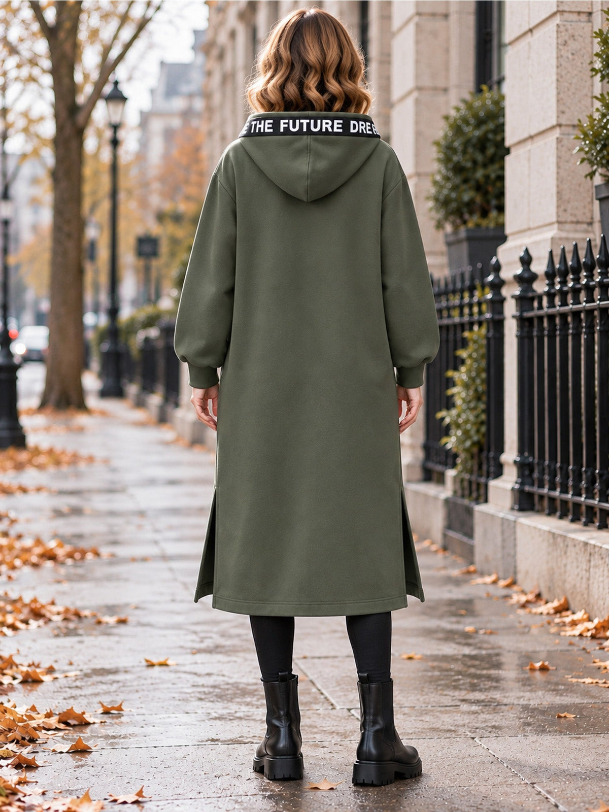 Women's oversized hooded sweatshirt coat