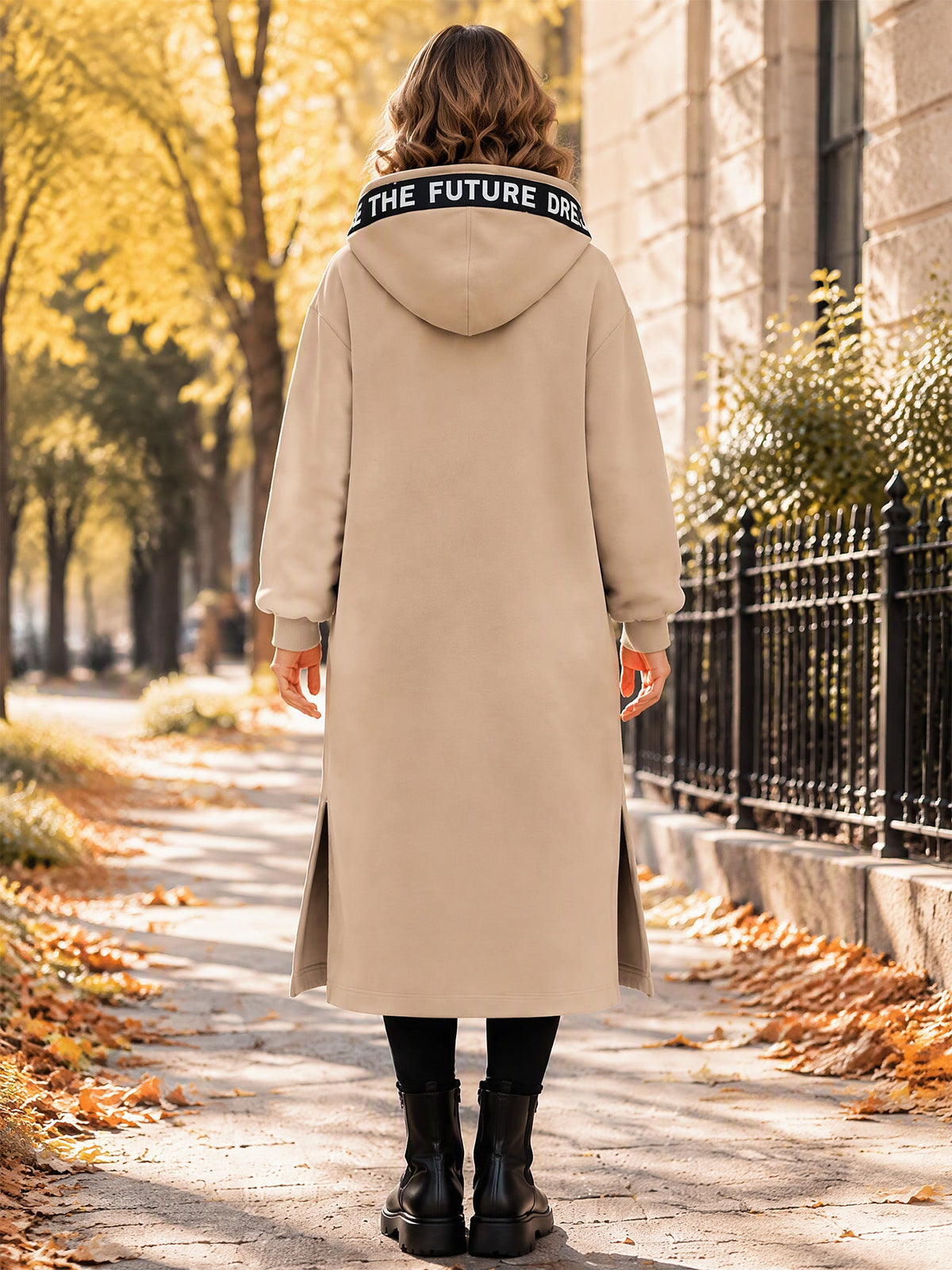 Women's oversized hooded sweatshirt coat