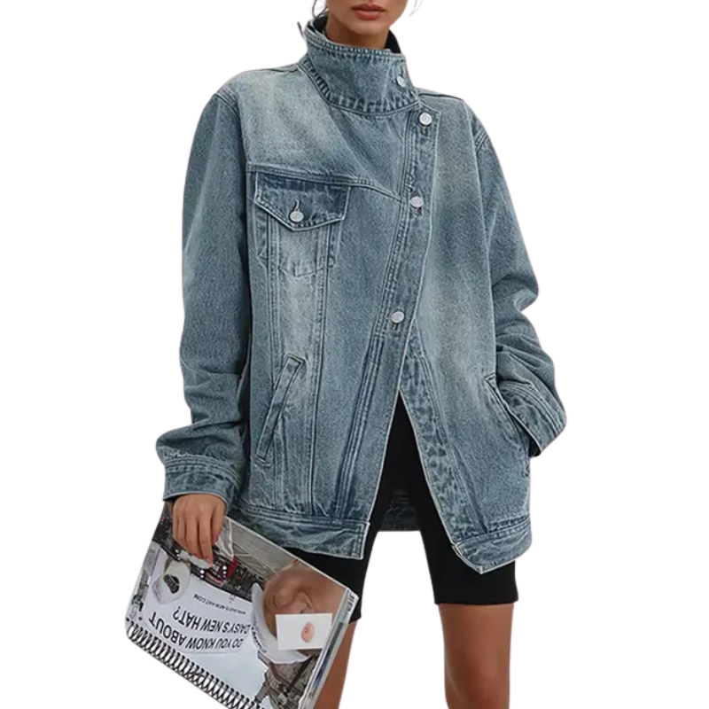 SKYE – Vintage Washed High Neck Asymmetric Jacket
