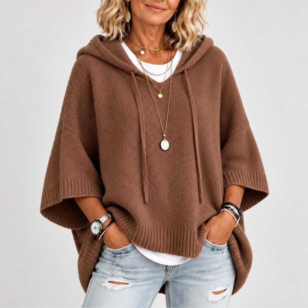 Camille | Charcoal Poncho Sweater