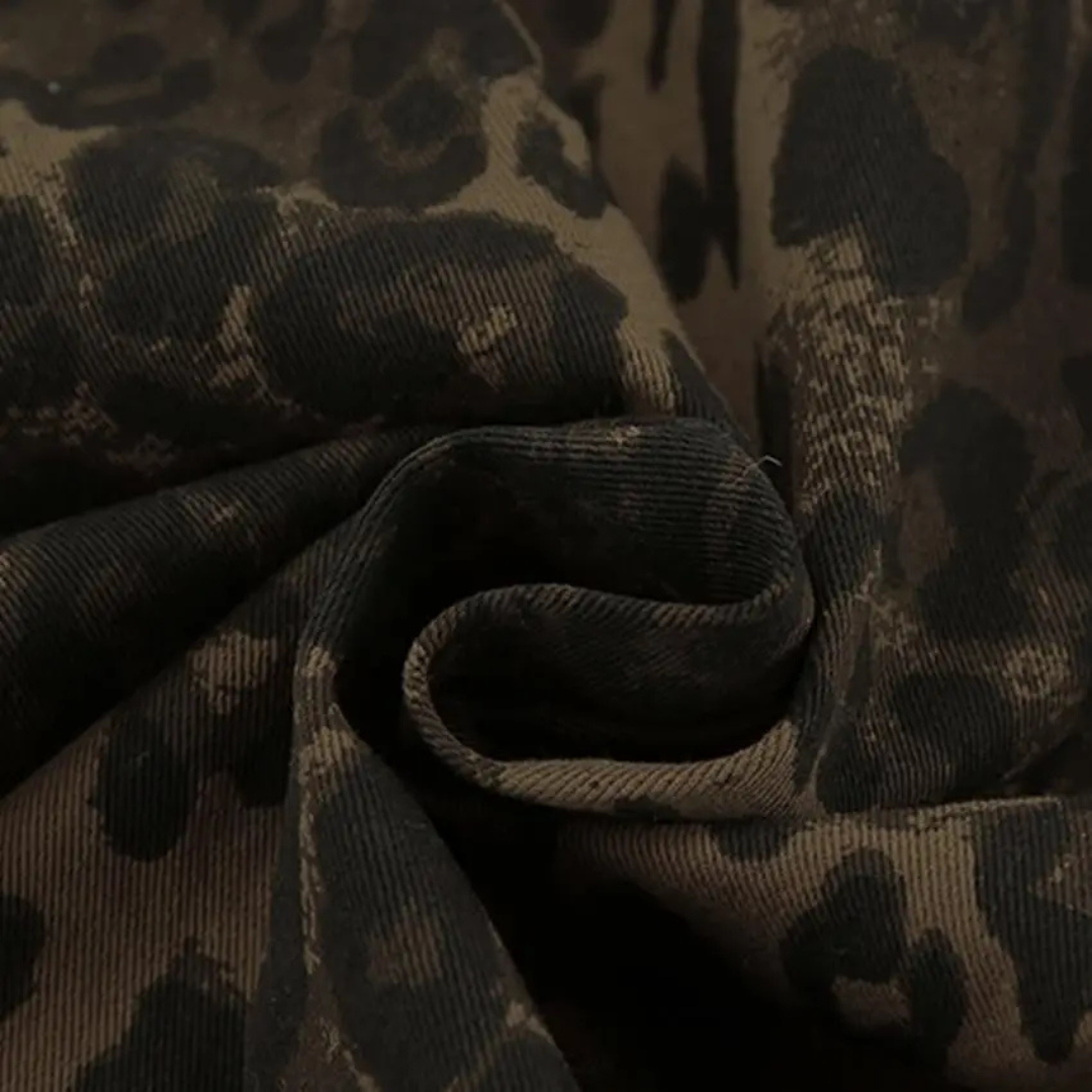 Women's Button Front Long Sleeve Oversized Animal Print Shacket