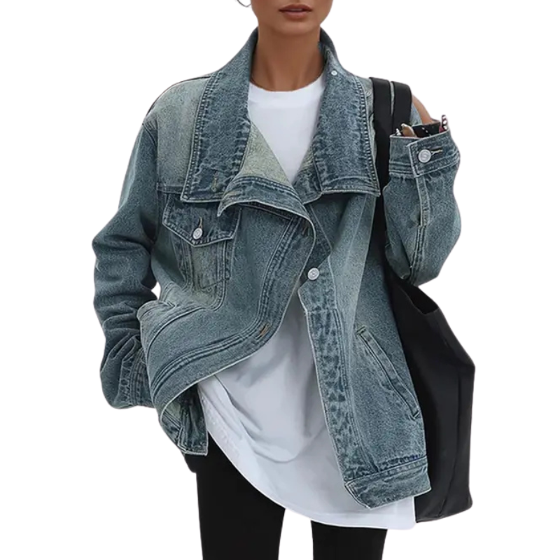 SKYE – Vintage Washed High Neck Asymmetric Jacket