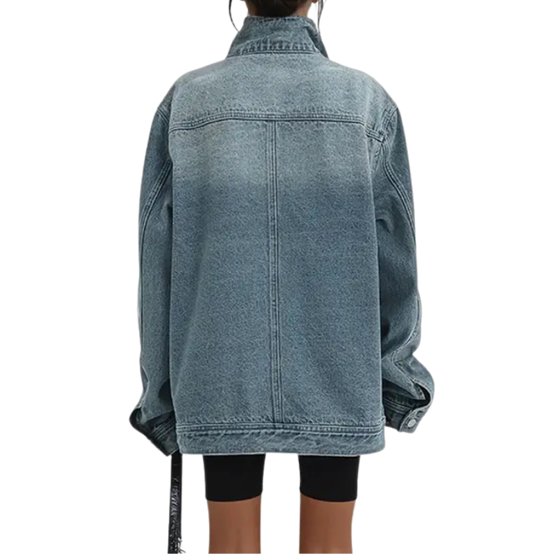 SKYE – Vintage Washed High Neck Asymmetric Jacket