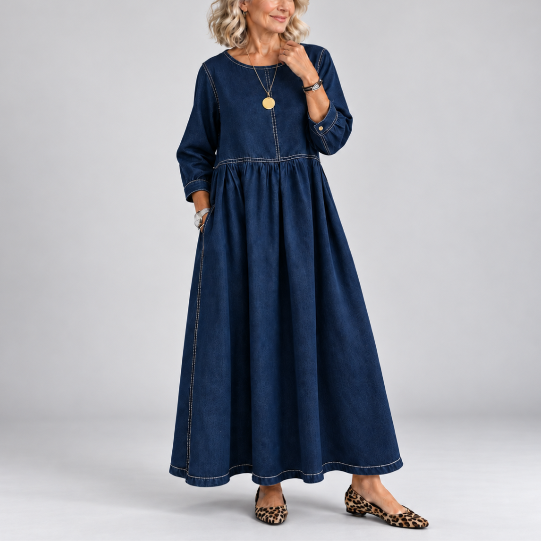 Zephyrelle - Vintage Denim Maxi Dress