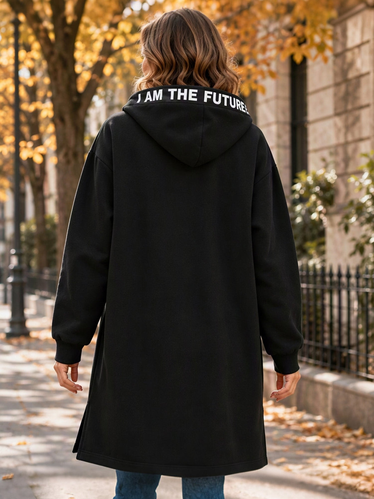 Women's oversized hooded sweatshirt coat