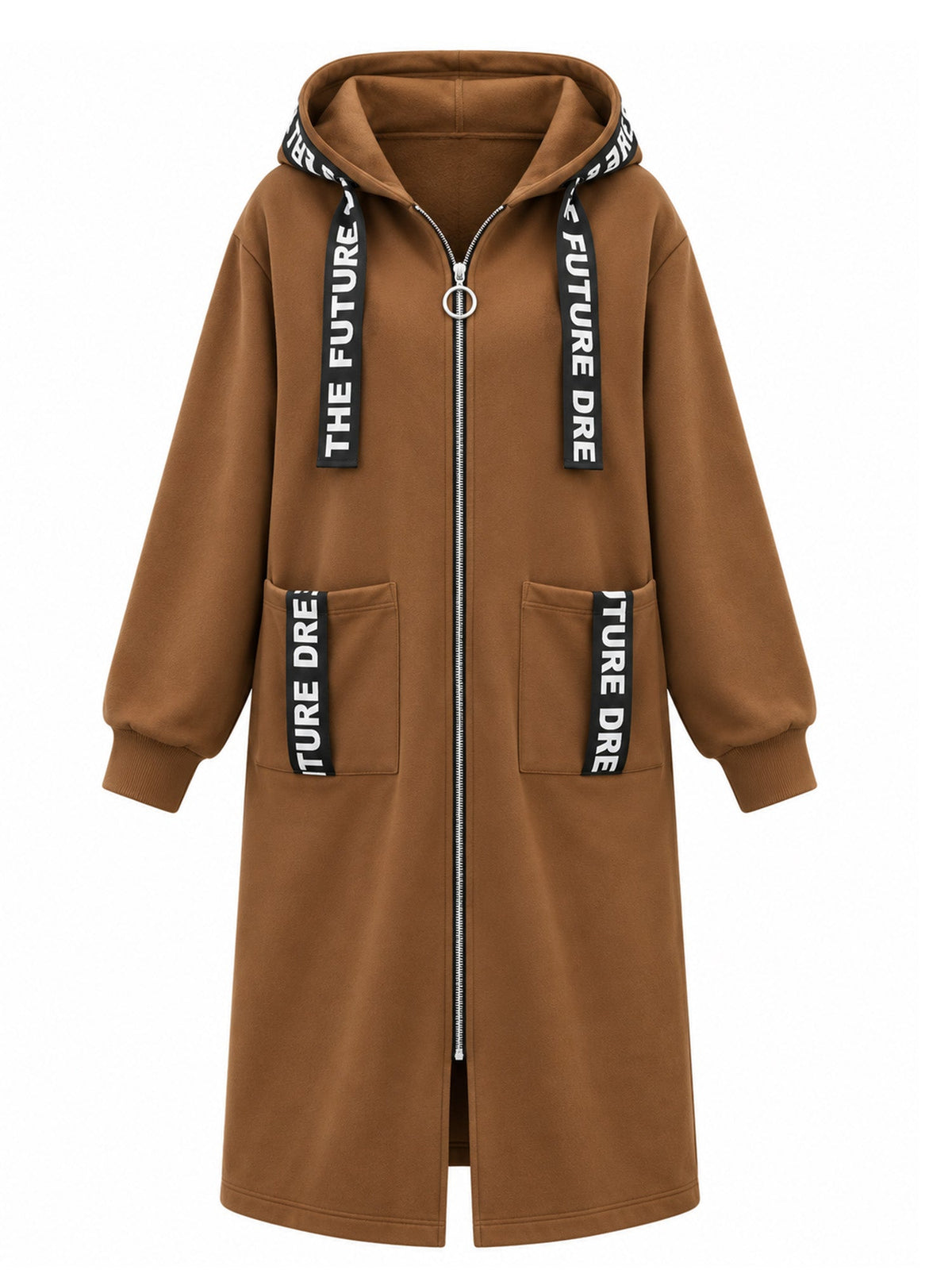 Women's oversized hooded sweatshirt coat