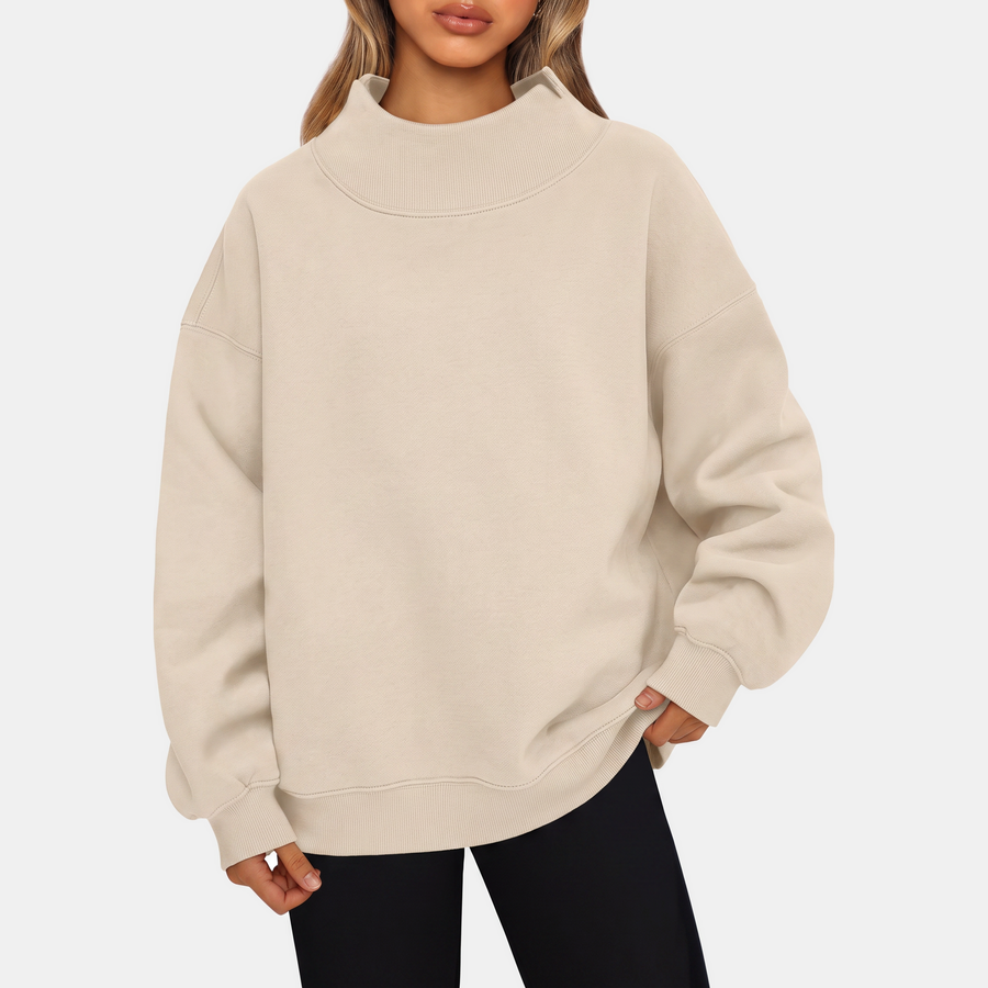 Women's Oversized Hoodie Fleece Mock Neck Pullover Sweatshirt
