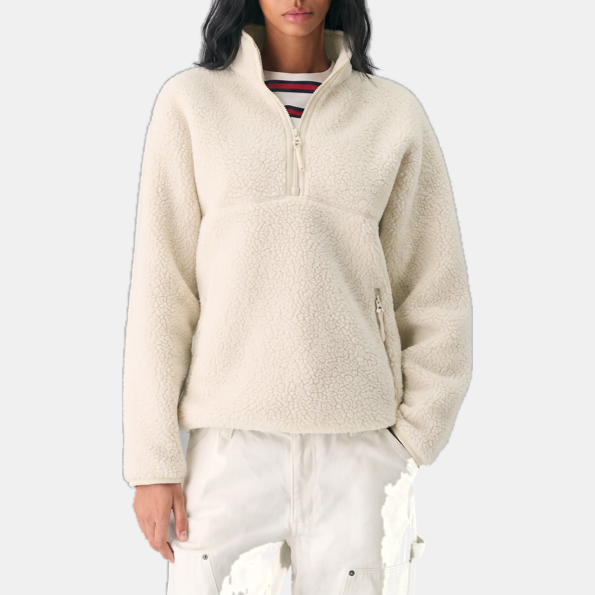 Women's Half Zip Fleece Hoodie Oversized Boucle Pullover