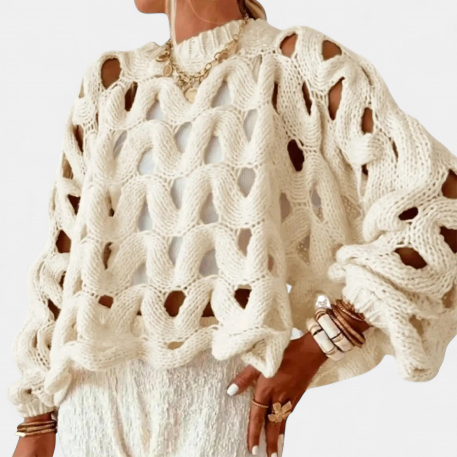 MARINA™ – Openwork Crochet Pullover Sweater