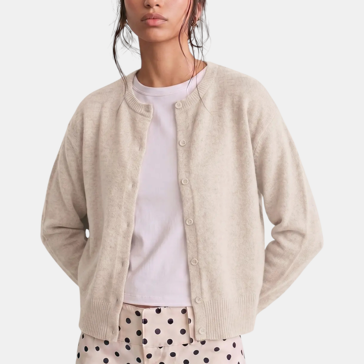 Women's Cropped Cardigan Sweater Button Front Fine Knit