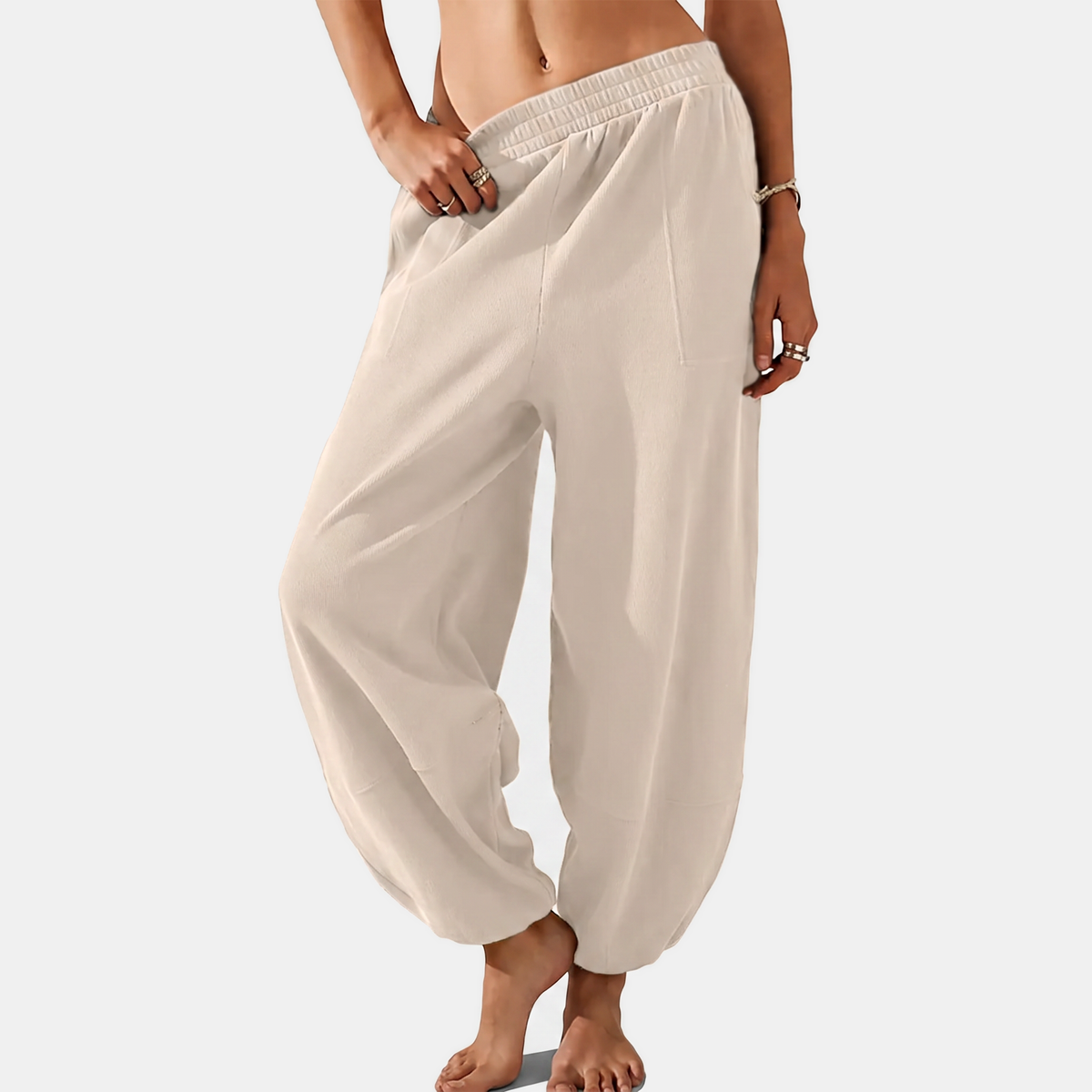 Women's Baggy Wide Leg Pants with Pockets Elastic Waist