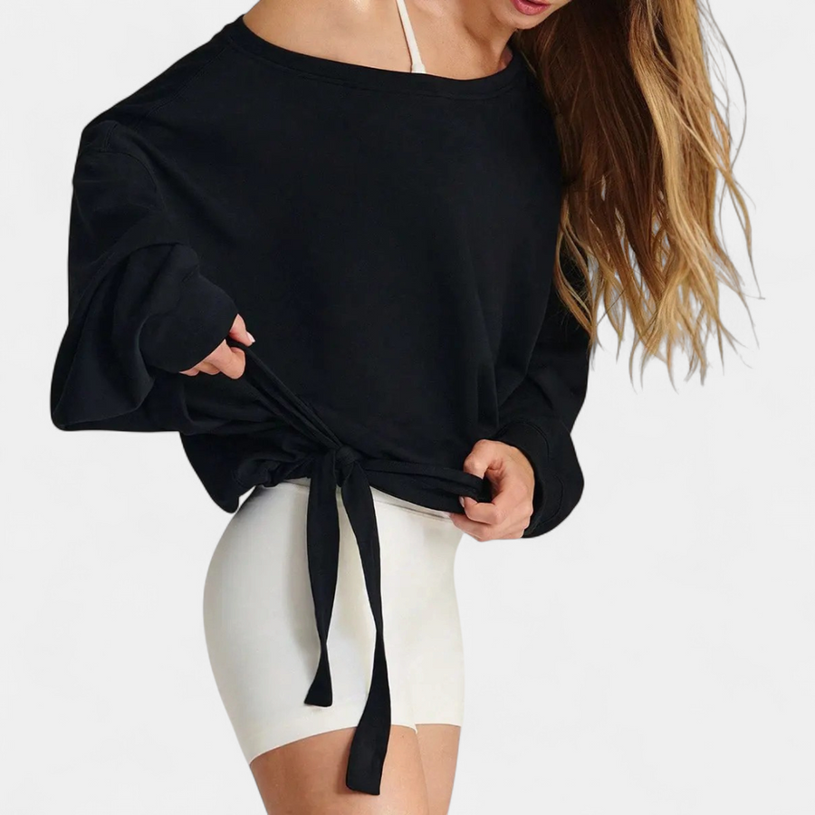 BLAKE™ – Relaxed One-Shoulder Drawstring Sweatshirt