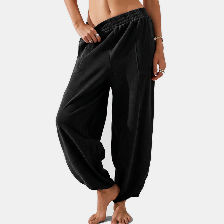 Women's Baggy Wide Leg Pants with Pockets Elastic Waist