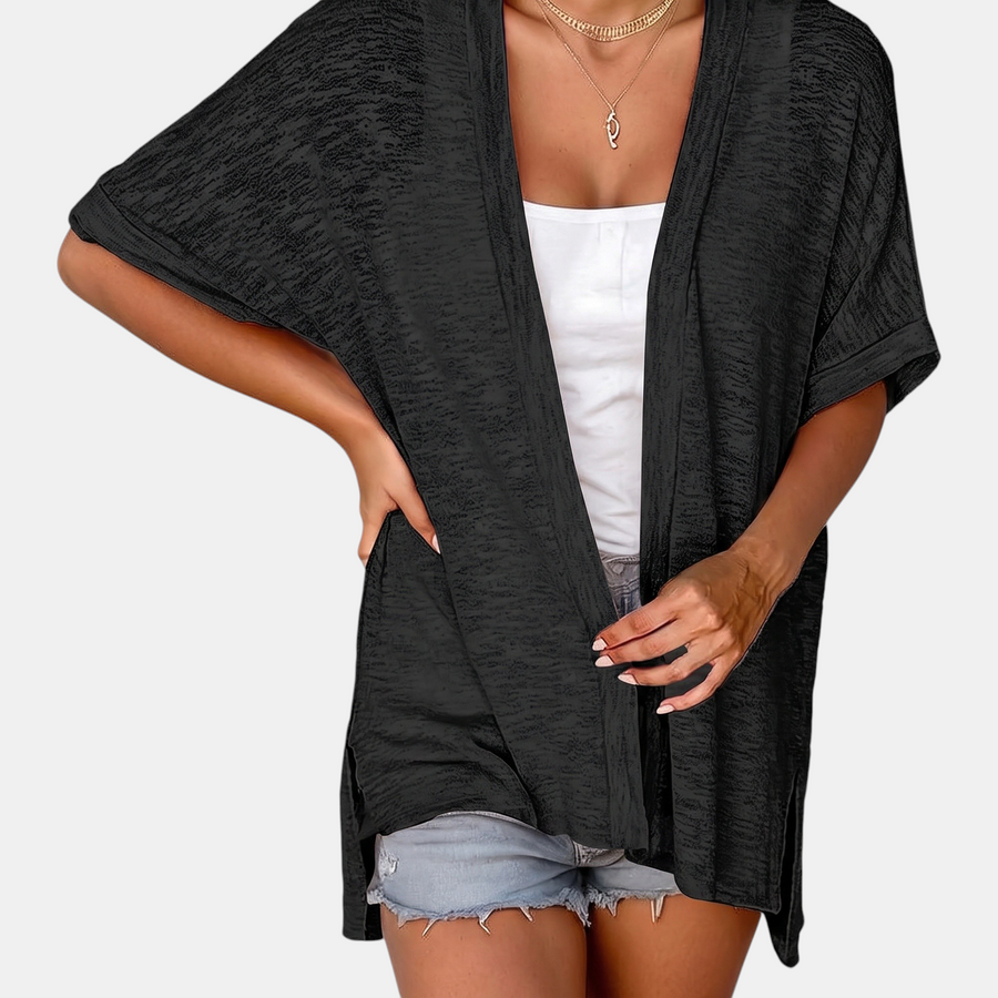 Women's Short Sleeve Open Front Cardigan Oversized Batwing Knit