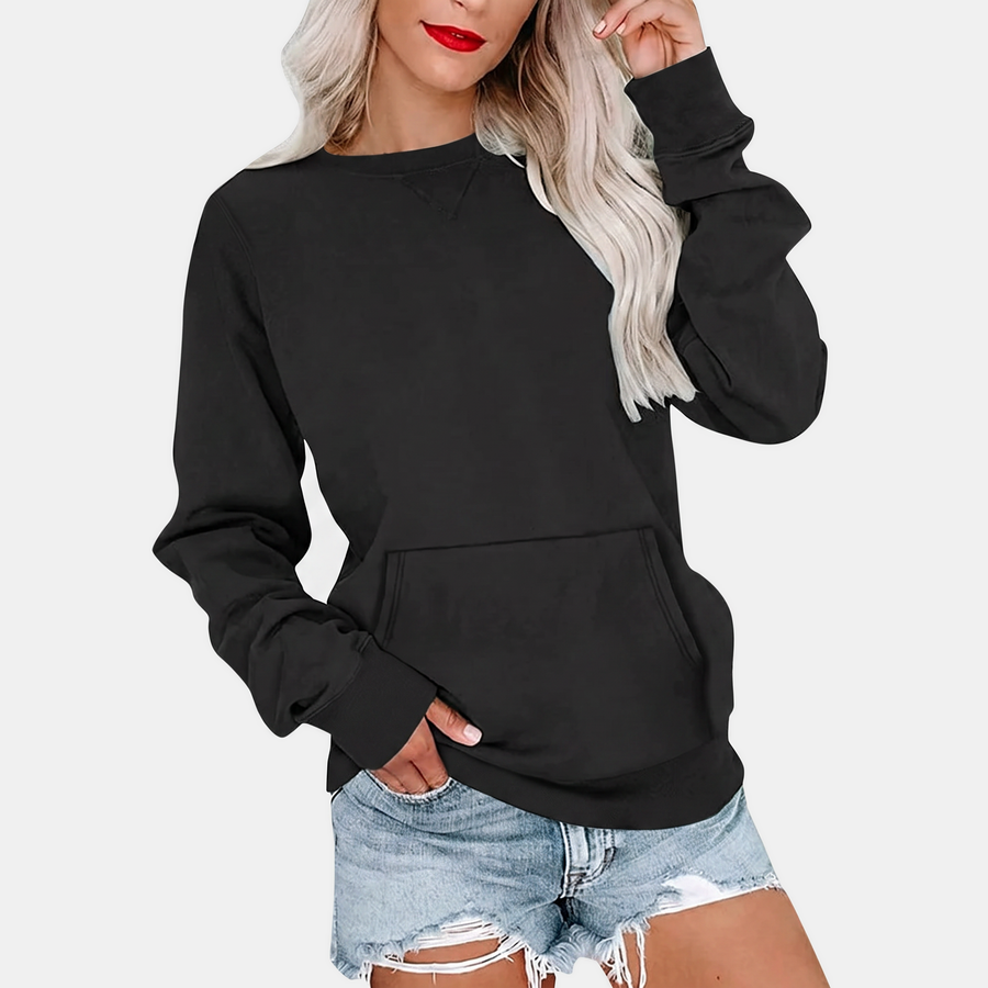 Women's Crewneck Kangaroo Pocket Oversized Sweatshirt