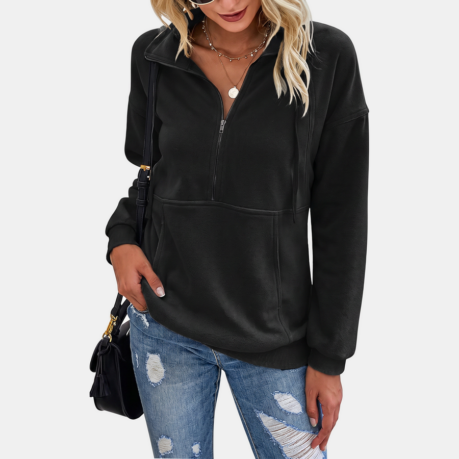 Women's Half Zip Fleece Hoodie Sweatshirt Oversized Pullover