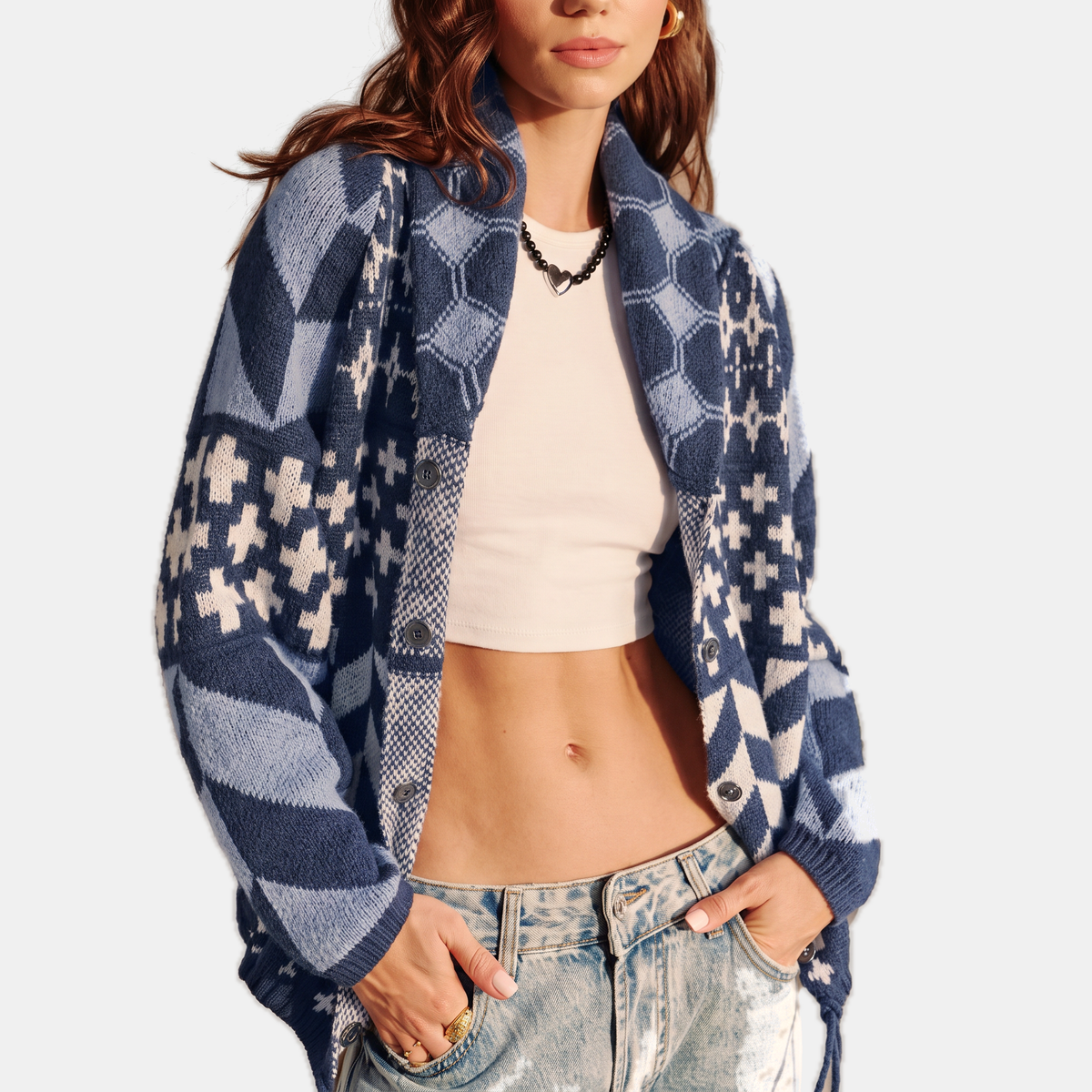Women's Button Front Balloon Sleeve Oversized Cardigan Sweater