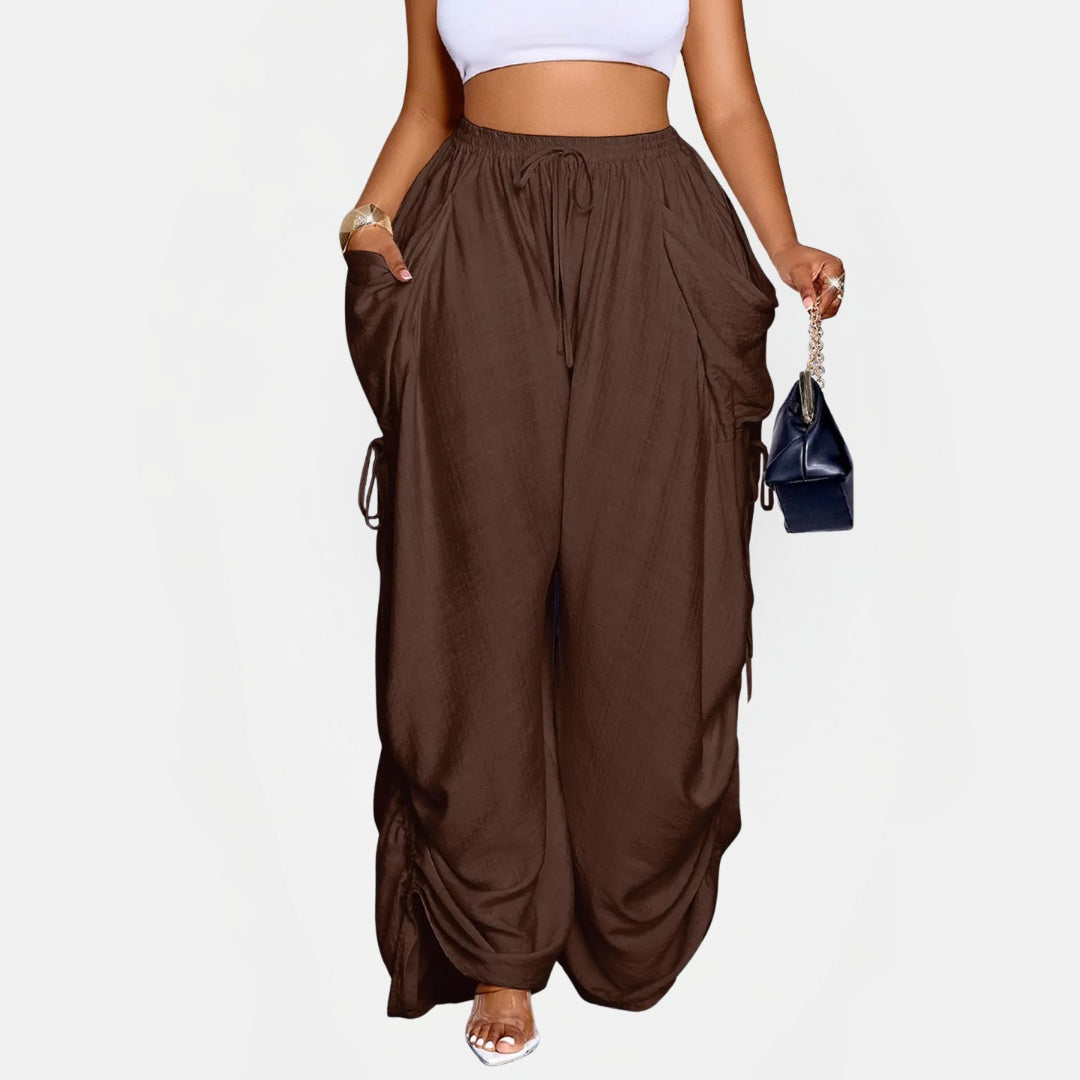 Women's Wide Leg Balloon Harem Pants with Cinched Ankle