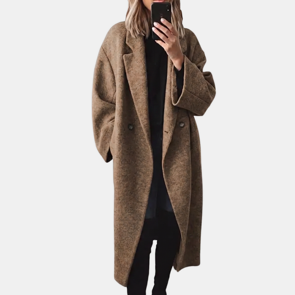 Women's Double Breasted Notched Lapel Winter Coat