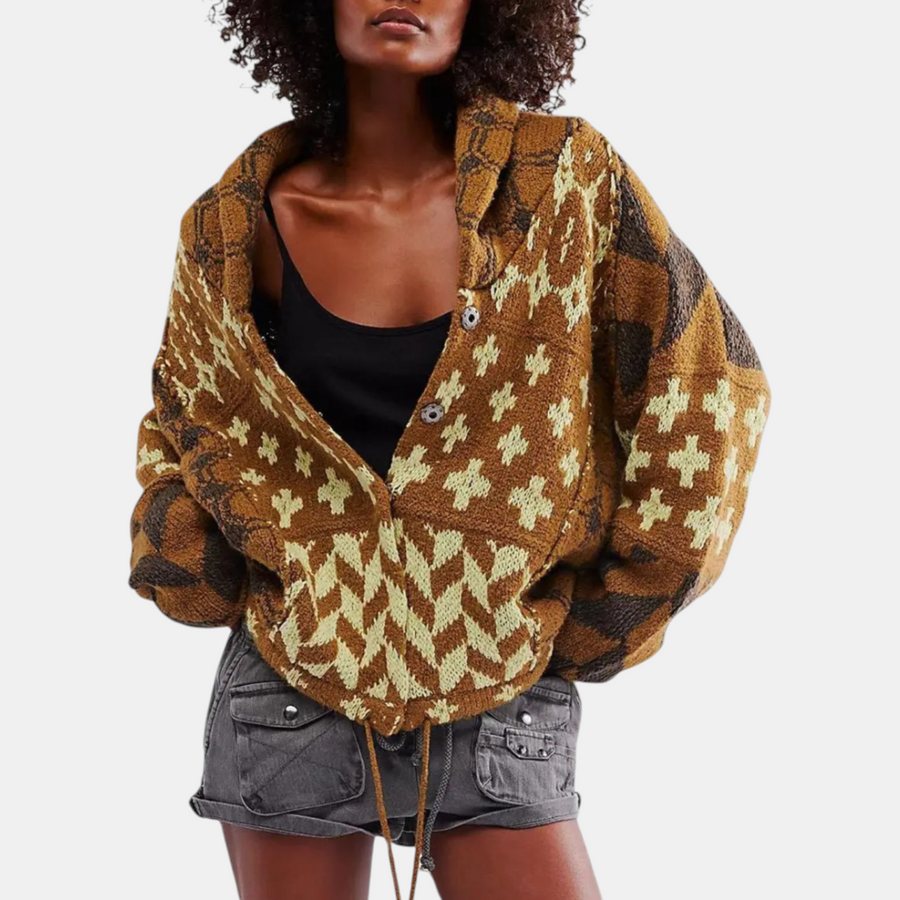 Women's Button Front Balloon Sleeve Oversized Cardigan Sweater