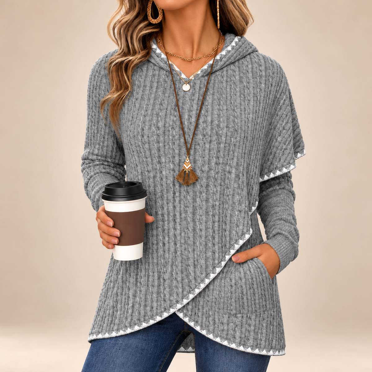 Elodie | Elegant Knit Hoodie