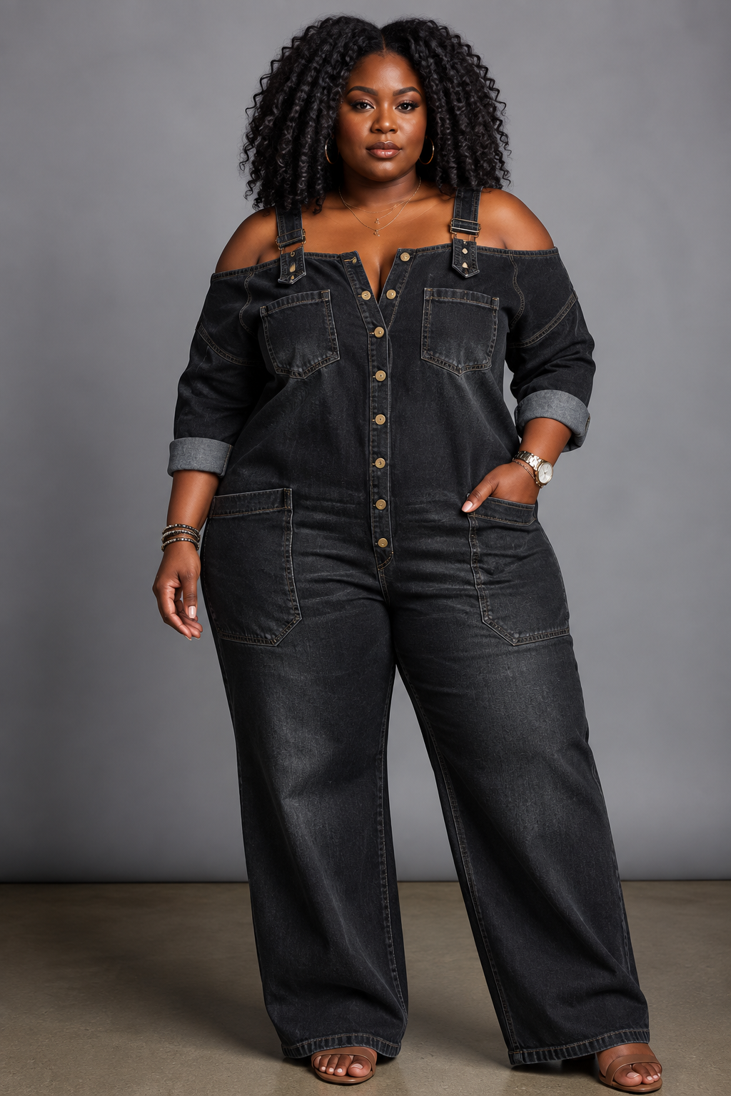 Sorrel | Off-Shoulder Denim Shirt Jumpsuit