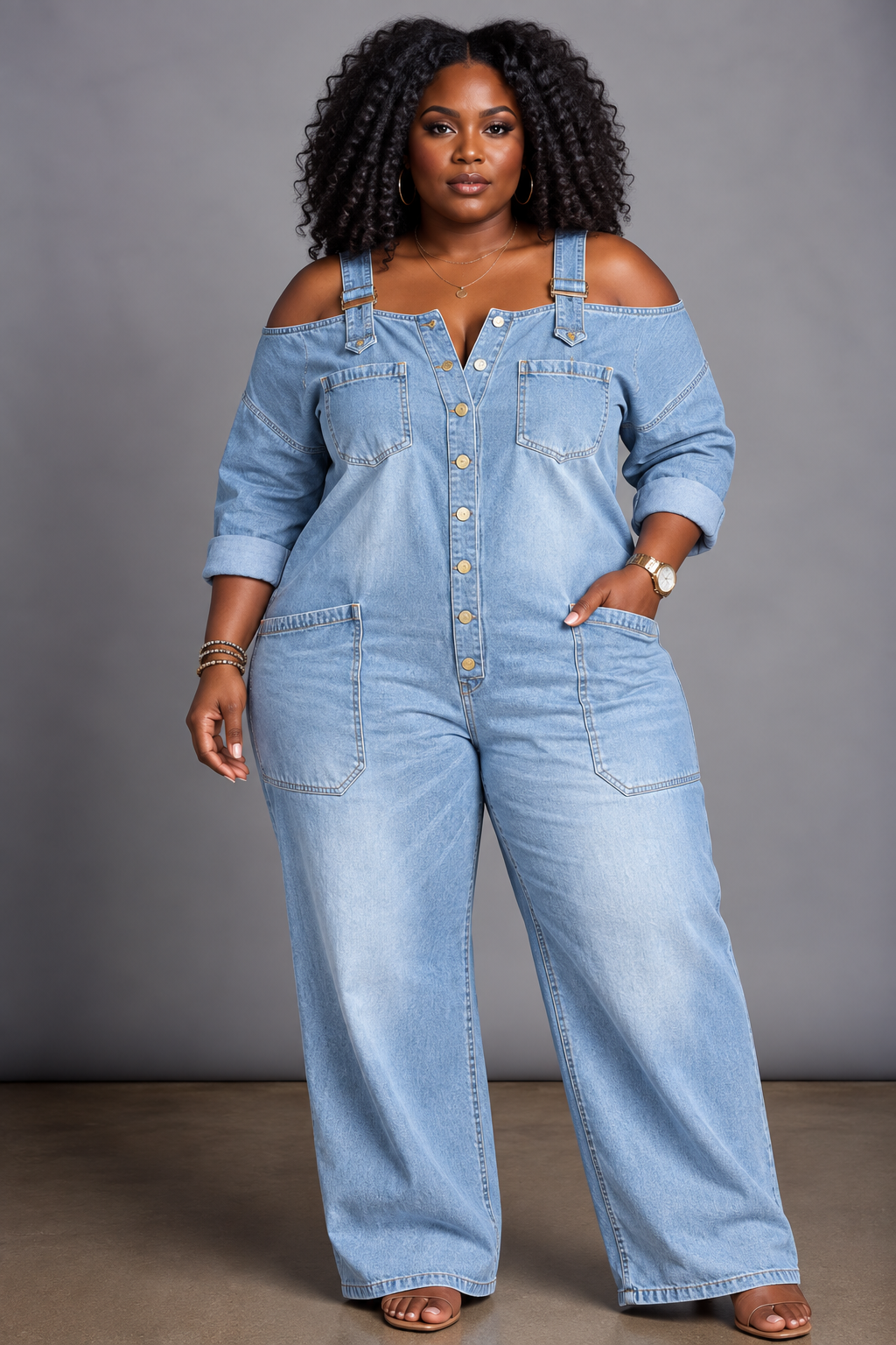 Sorrel | Off-Shoulder Denim Shirt Jumpsuit