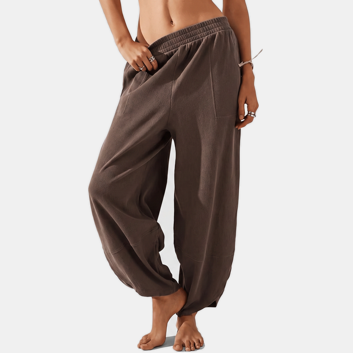 Women's Baggy Wide Leg Pants with Pockets Elastic Waist