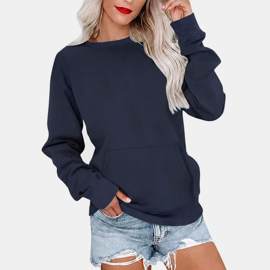 Women's Crewneck Kangaroo Pocket Oversized Sweatshirt