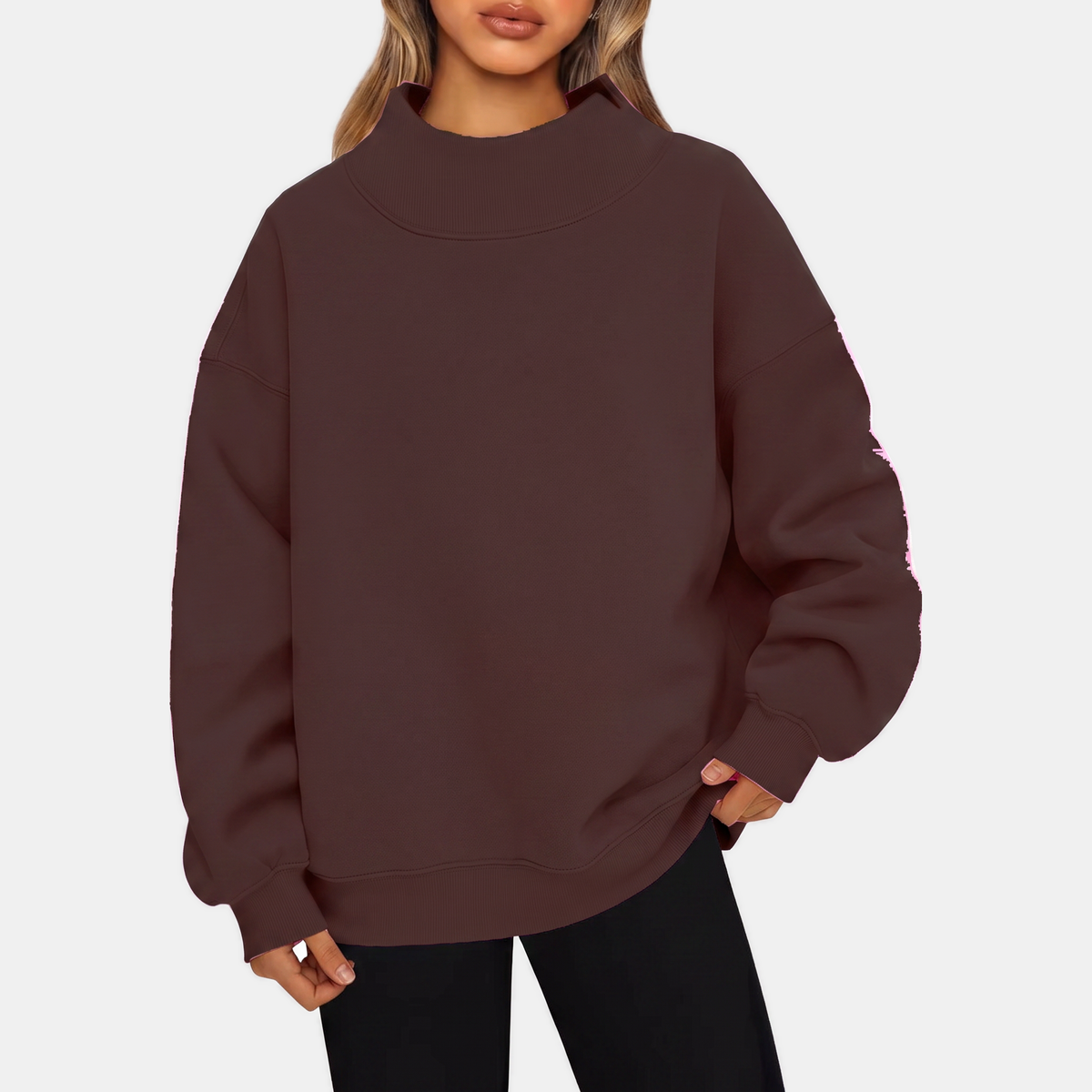 Women's Oversized Hoodie Fleece Mock Neck Pullover Sweatshirt