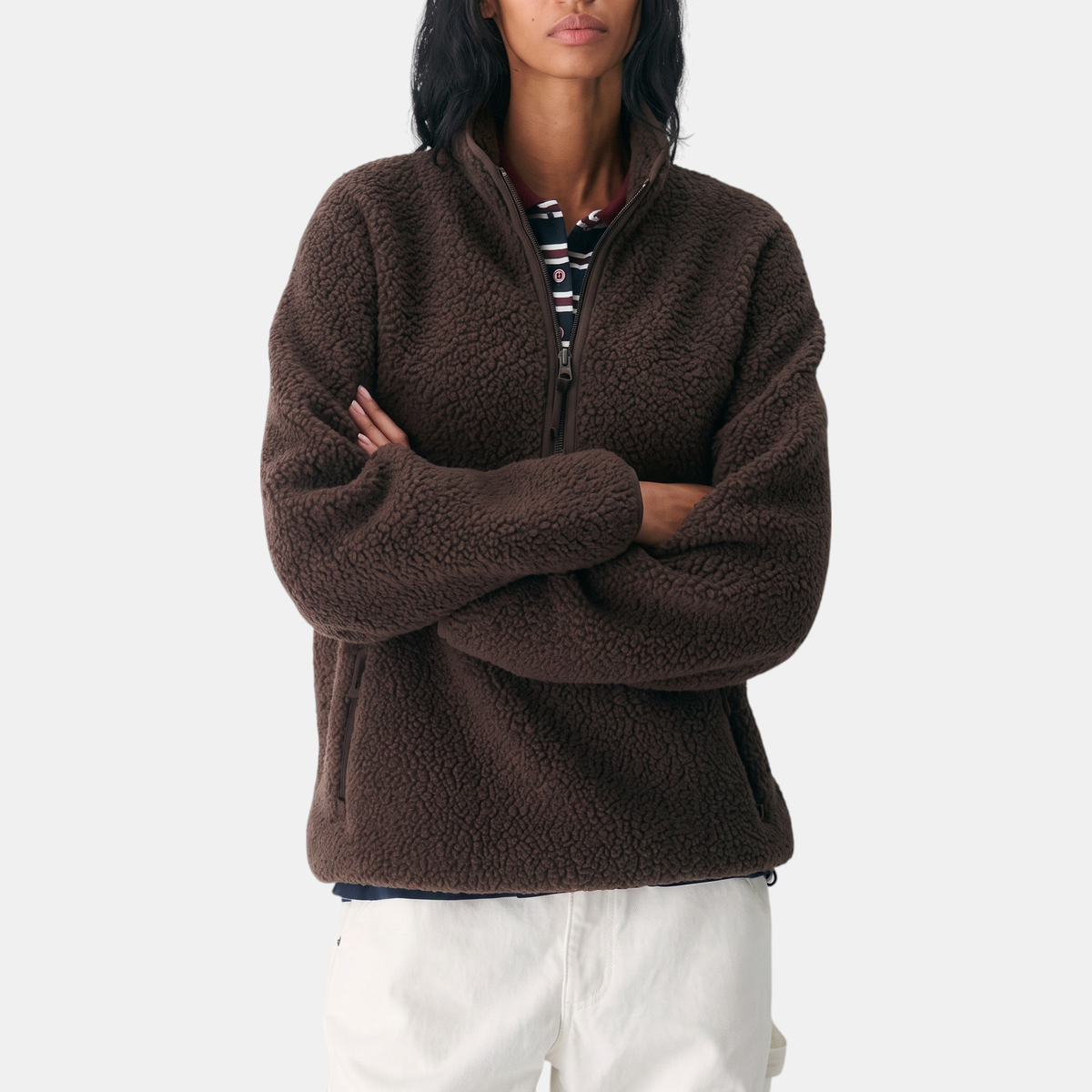 Women's Half Zip Fleece Hoodie Oversized Boucle Pullover