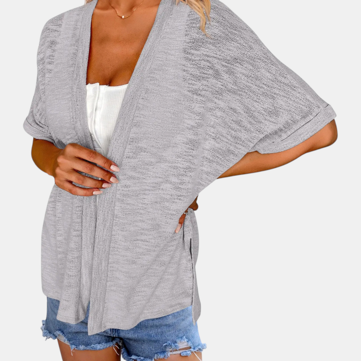 Women's Short Sleeve Open Front Cardigan Oversized Batwing Knit