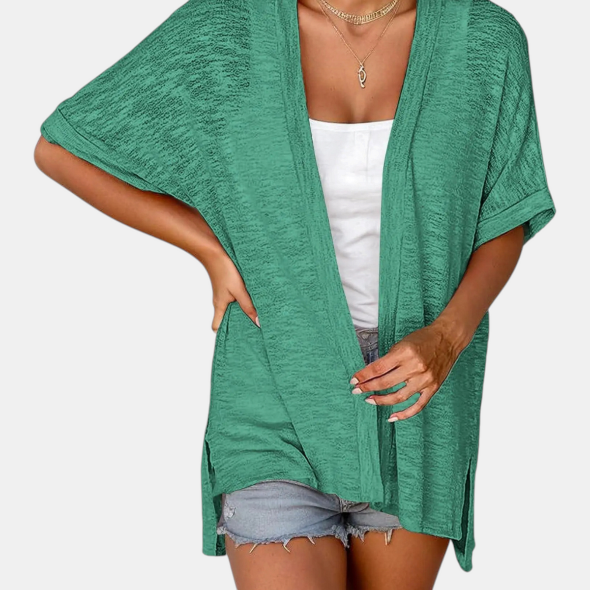 Women's Short Sleeve Open Front Cardigan Oversized Batwing Knit