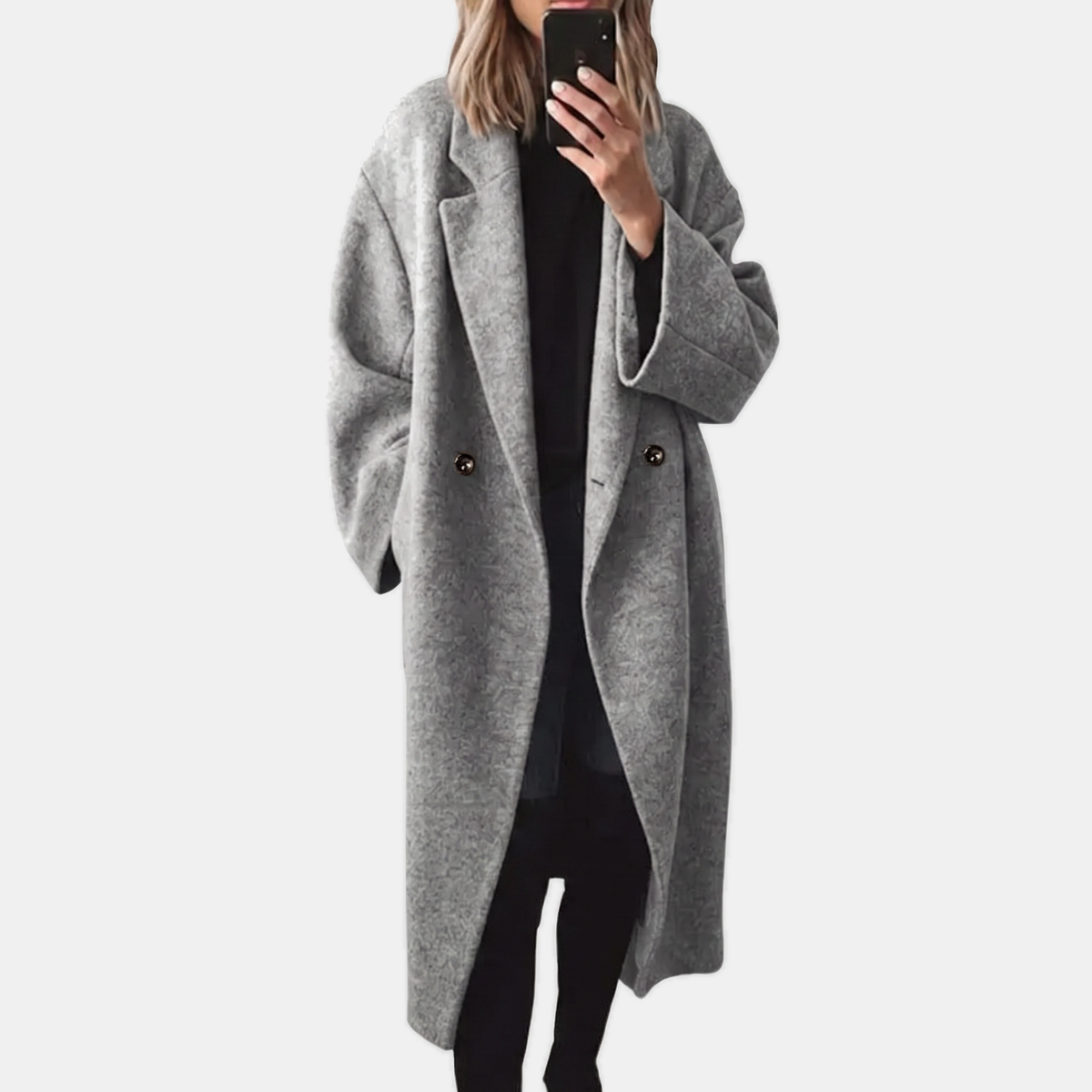Women's Double Breasted Notched Lapel Winter Coat
