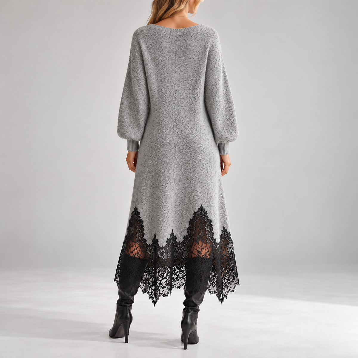 Odette | Lace Trim Sweater Dress