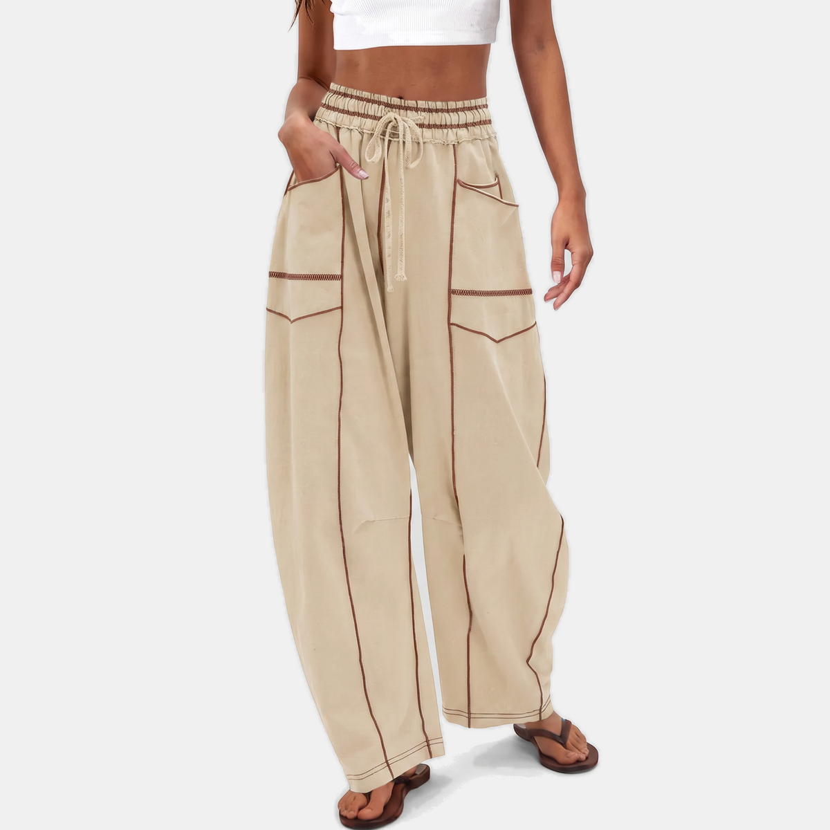 Women's Wide Leg Drawstring Sweatpants with Pockets