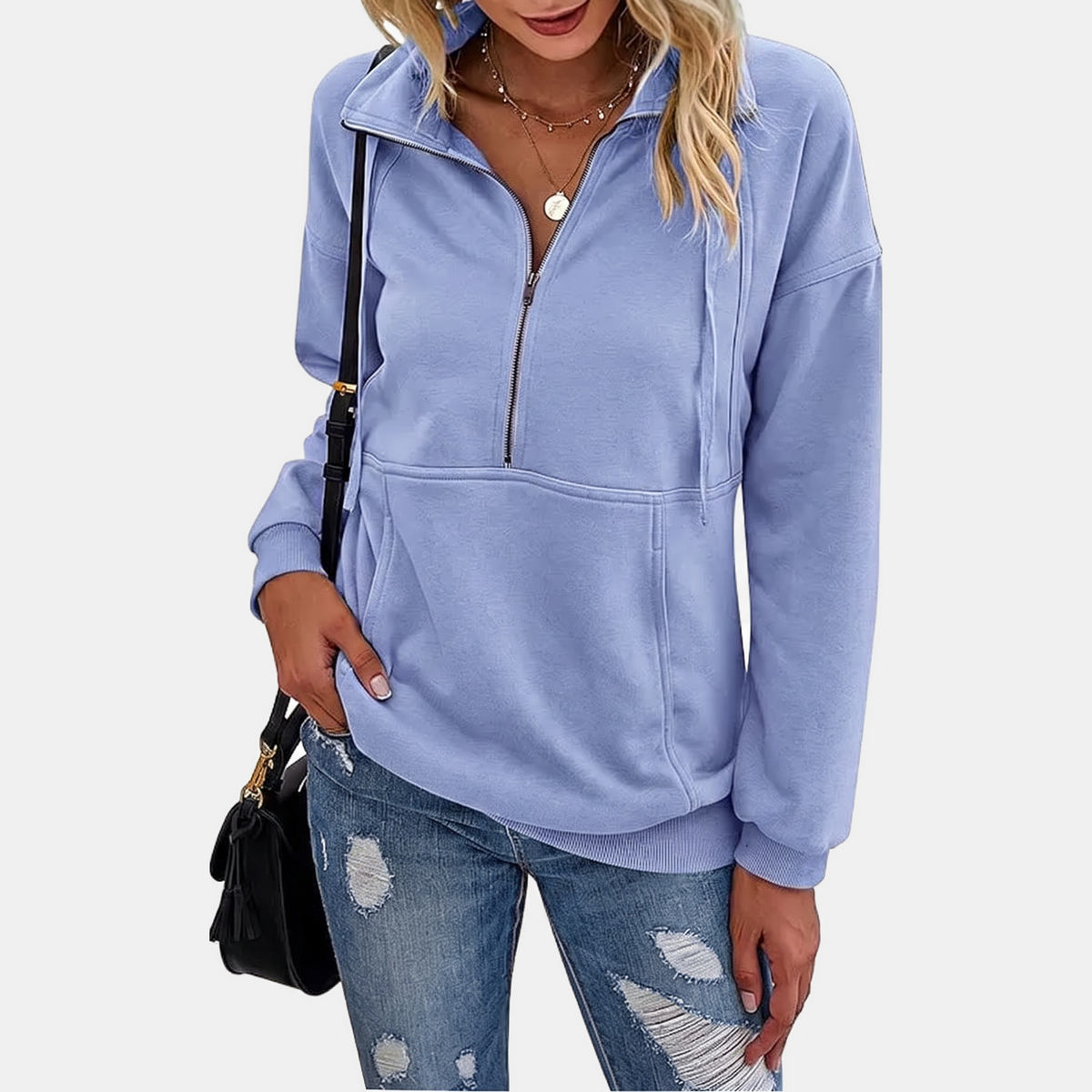 Women's Half Zip Fleece Hoodie Sweatshirt Oversized Pullover