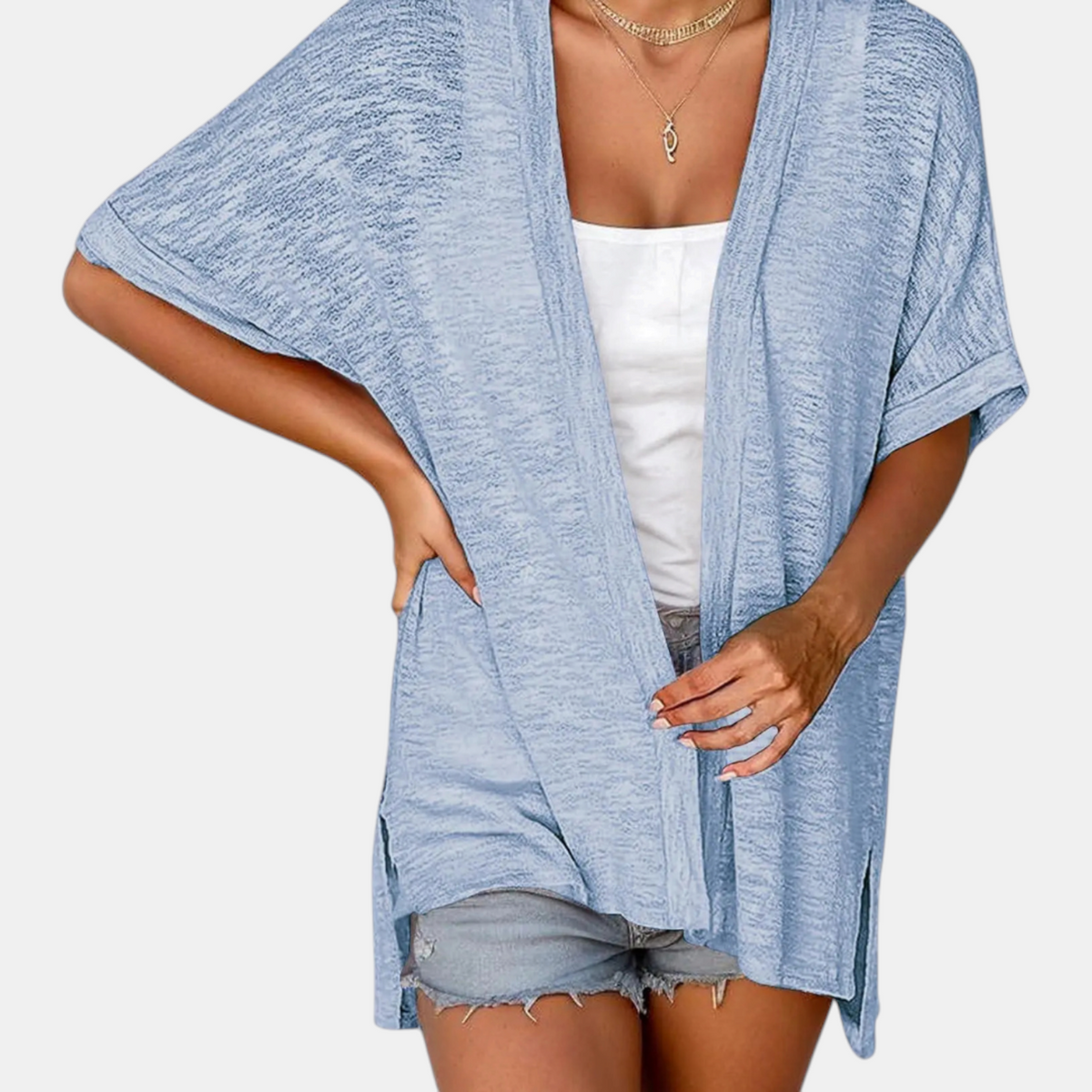 Women's Short Sleeve Open Front Cardigan Oversized Batwing Knit