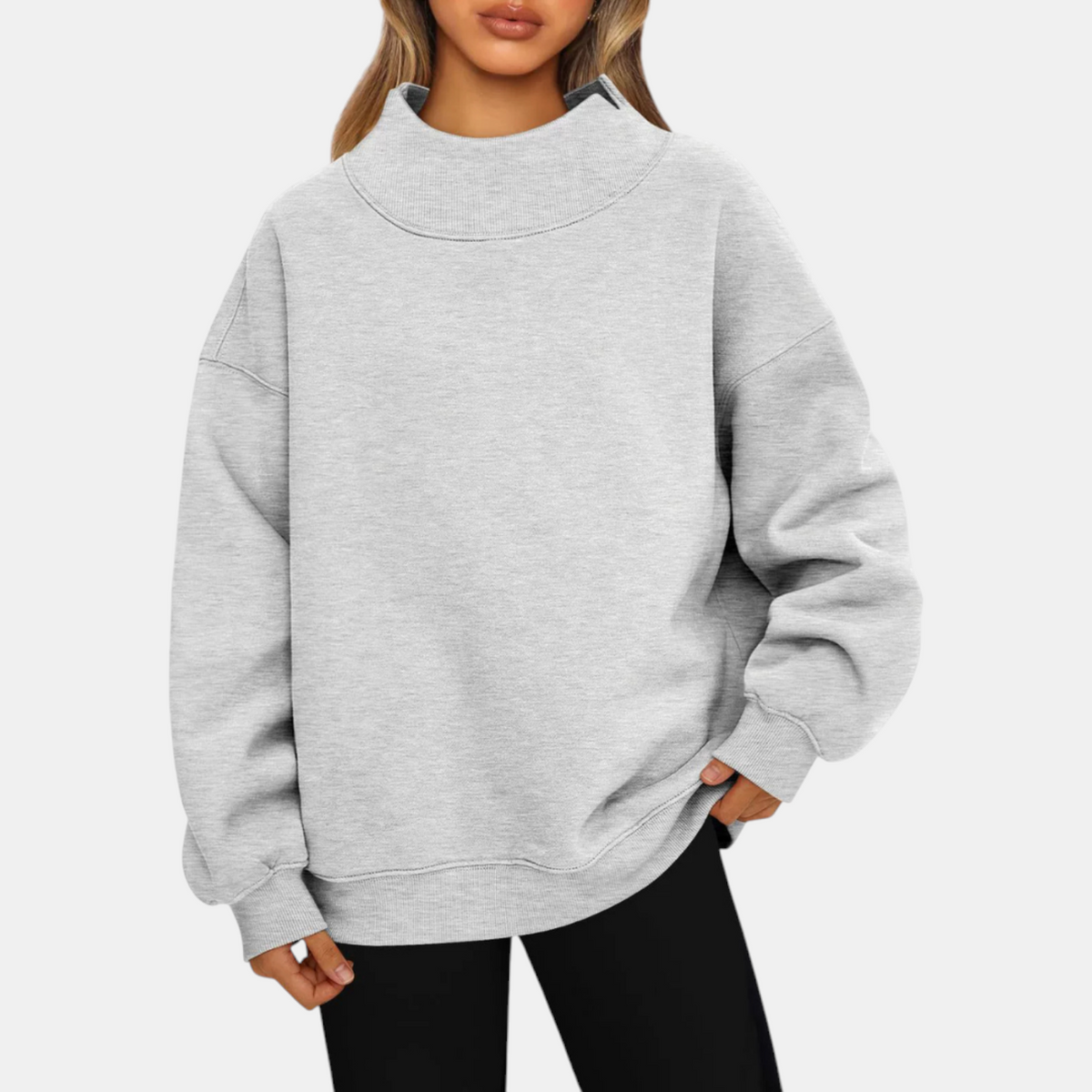 Women's Oversized Hoodie Fleece Mock Neck Pullover Sweatshirt