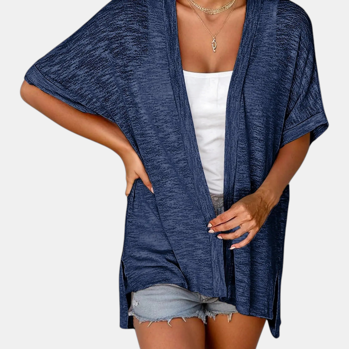 Women's Short Sleeve Open Front Cardigan Oversized Batwing Knit