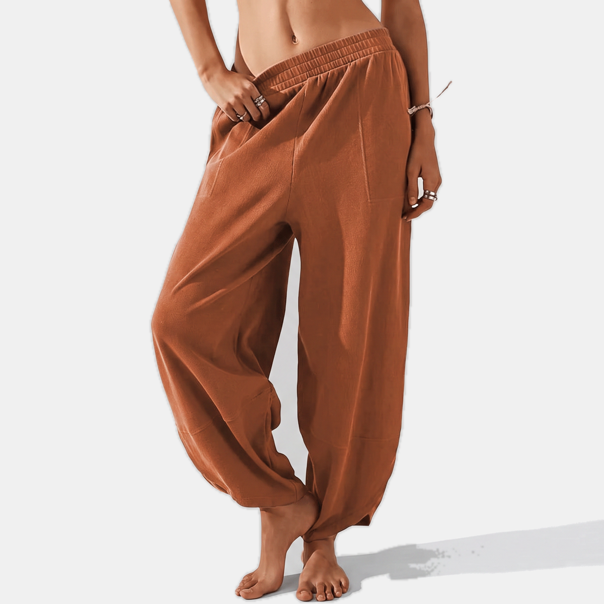 Women's Baggy Wide Leg Pants with Pockets Elastic Waist